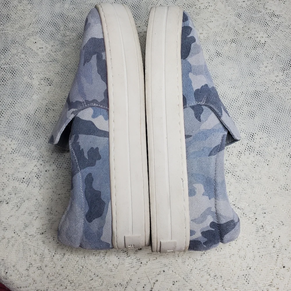 J/slides‎ Harry blue Camo suede platform slip on sneaker size 7.5 Y2k Comfort